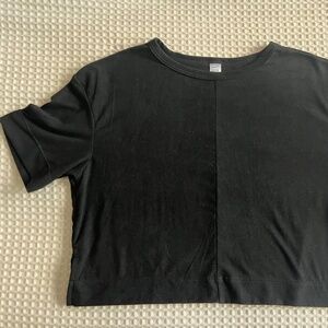 Suede-like crop tee